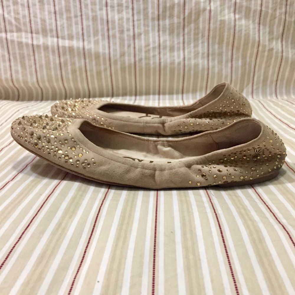 Sam Edelman Beige Studded Flats